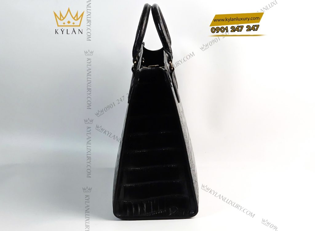 Túi xách nữ full da cá Alligator black 