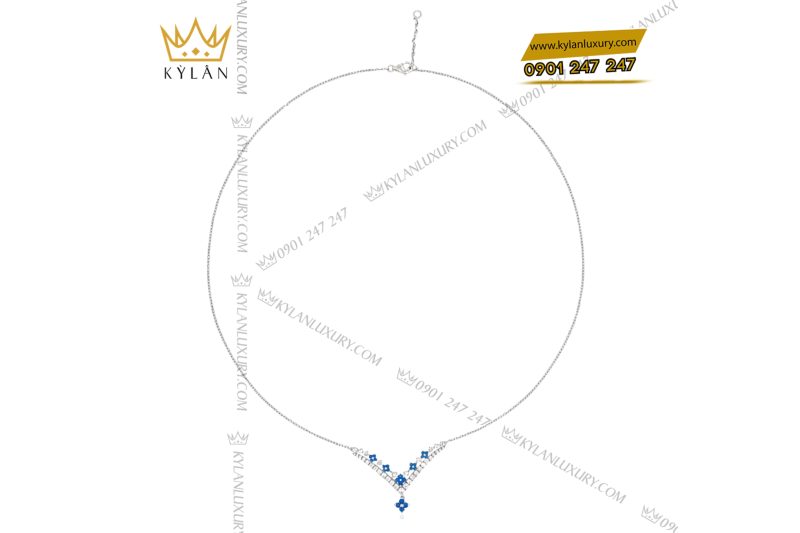 Dây chuyền kim cương vàng trắng nguyên khối Au750 đính đá Topaz