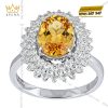 Nhẫn kim cương vàng trắng nguyên khối Au750 đính đá sapphire