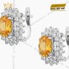 Bông tai kim cương vàng trắng Au750 đính đá Sapphire