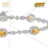 Lắc tay kim cương vàng trắng nguyên khối Au750 đính đá sapphire