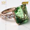 Nhẫn kim cương vàng hồng nguyên khối Au750 đính đá sapphire xanh