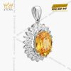 Mặt dây chuyền kim cương vàng trắng Au750 đính đá sapphire 