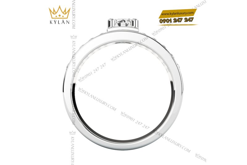 Nhẫn nam kim cương vàng trắng nguyên hối Au750