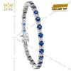 Lắc tay kim cương vàng trắng Au750 đính đá sapphire xanh 