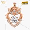 Dây chuyền Vương Miện Hoa Hồng vàng hồng Au750 đính kim cương