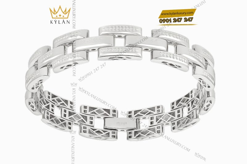 Lắc tay nam vàng trắng nguyên khối Au750 đính kim cương