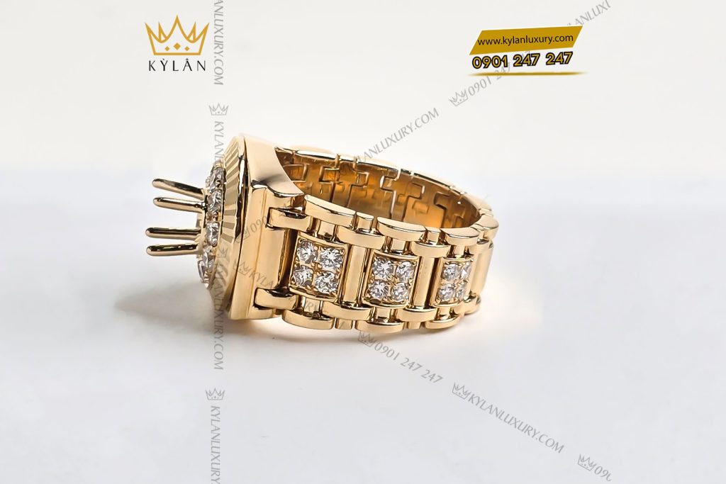 Kỳ Lân Luxury 4 38 Vỏ nhẫn Rolex vàng vàng nguyên khối Au750 đính kim cương