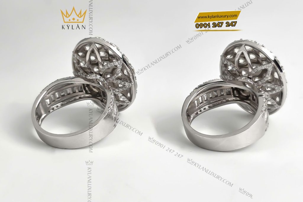 Kỳ Lân Luxury 4 61 Nhẫn nữ kim cương vàng trắng nguyên khối Au750