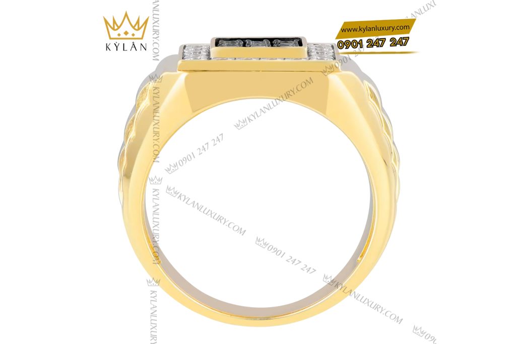 Kỳ Lân Luxury 4 76 Nhẫn nam kim cương vàng vàng nguyên khối Au750 đính đá quý