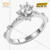 Nhẫn Hoàng Kim vàng trắng nguyên khối Au750 đính kim cương