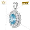 Dây chuyền vàng trắng Au750 kim cương và đá Topaz xanh