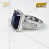 Nhẫn kim cương vàng trắng nguyên khối Au750 đính đá Sapphire xanh