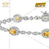 Lắc tay kim cương vàng trắng nguyên khối Au750 đính đá sapphire