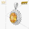 Mặt dây chuyền kim cương vàng trắng Au750 đính đá sapphire 