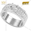 Nhẫn nam kim cương vàng trắng nguyên hối Au750