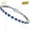 Lắc tay kim cương vàng trắng Au750 đính đá sapphire xanh 