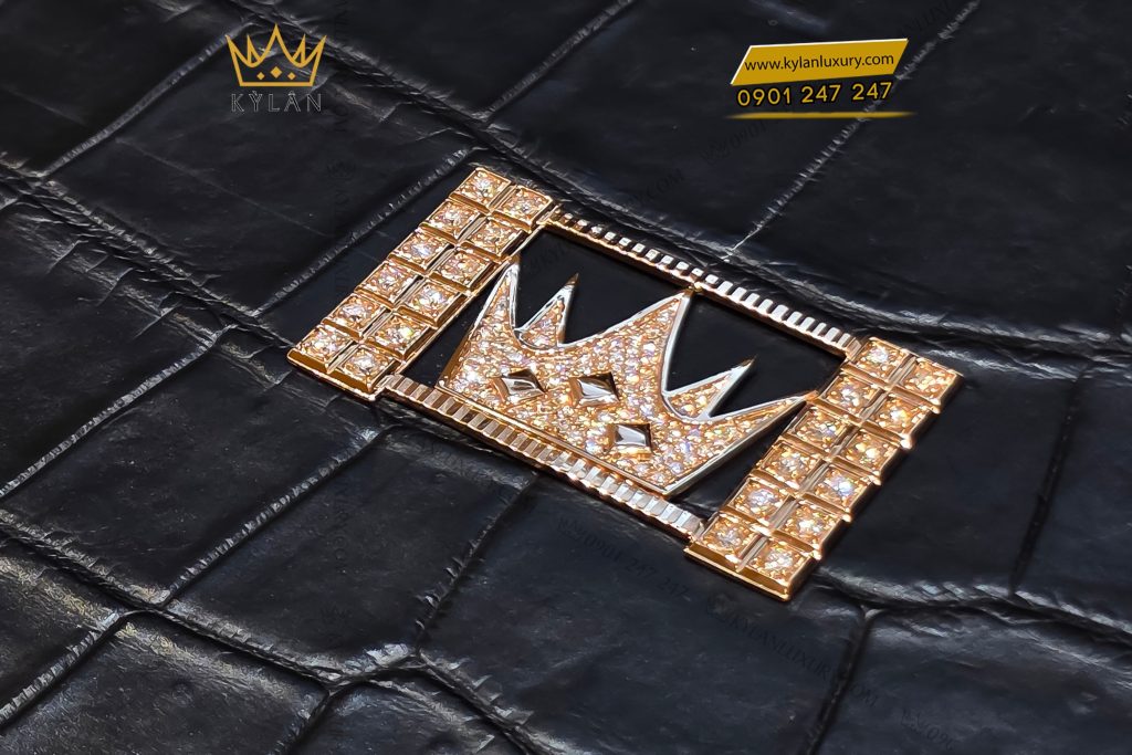 Kỳ Lân Luxury 5 36 Mặt logo vương miện KyLan vàng nguyên khối Au750 đính kim cương
