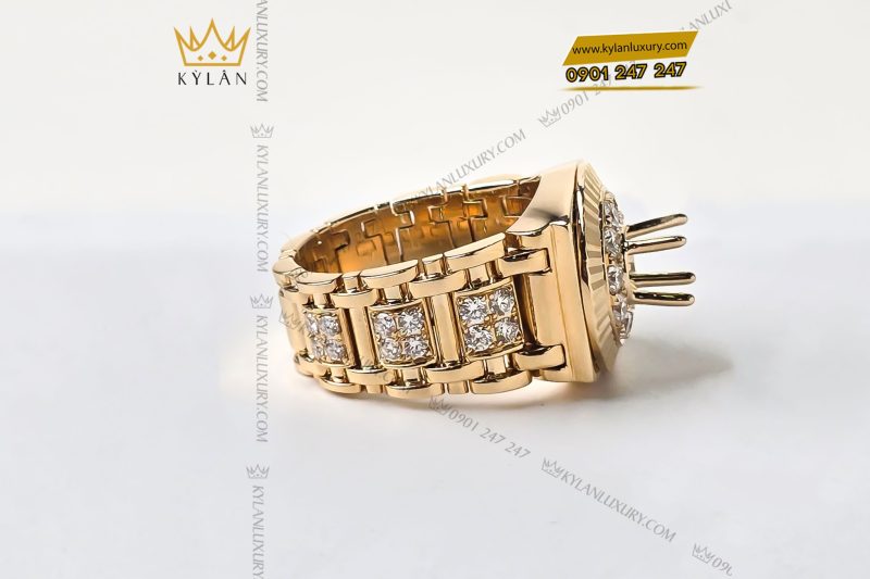 Vỏ nhẫn Rolex vàng vàng nguyên khối Au750 đính kim cương