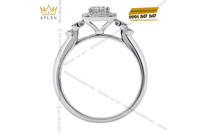 Nhẫn kim cương vàng trắng nguyên khối Au750