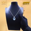 Mặt dây chuyền kim cương vàng trắng nguyên khối Au750 đính đá Topaz xanh