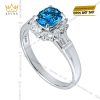 Nhẫn vàng trắng Au750 đính kim cương và đá sapphire xanh
