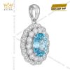 Dây chuyền vàng trắng Au750 kim cương và đá Topaz xanh