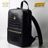 Balo da cá Alligator đen đính logo vương miện KY LAN 