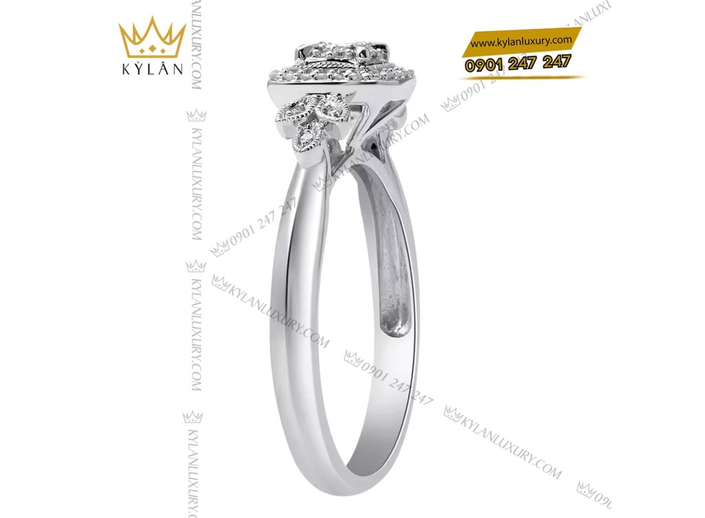 Kỳ Lân Luxury 5 90 Nhẫn kim cương vàng trắng nguyên khối Au750
