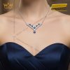 Dây chuyền kim cương vàng trắng nguyên khối Au750 đính đá Topaz