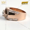 Nhẫn vàng hồng nguyên khối Au750 đính kim cương chủ 5ly4