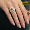 Nhẫn kim cương vàng trắng nguyên khối Au750 đính đá sapphire
