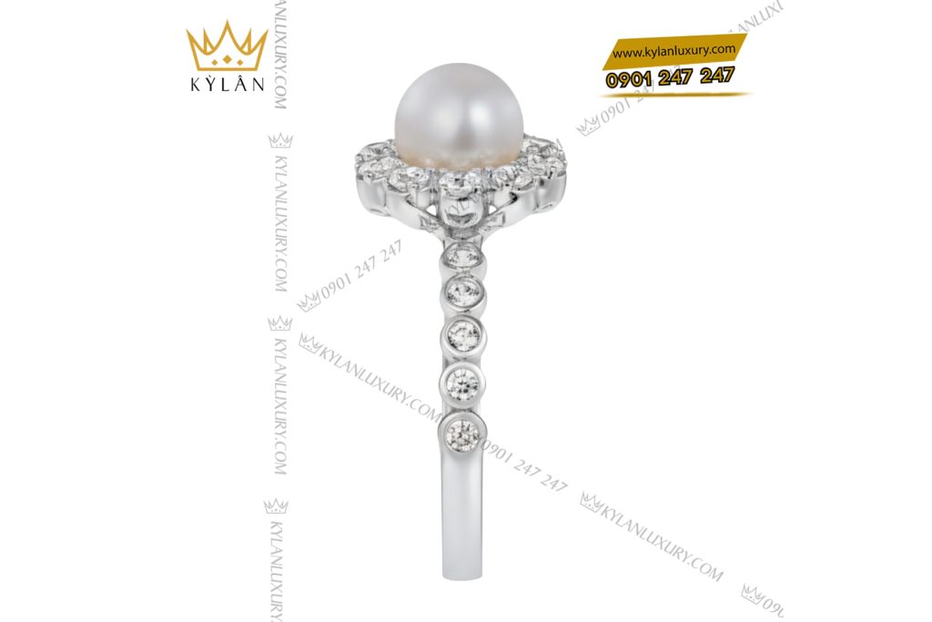 Kỳ Lân Luxury 6 101 Nhẫn Ngọc Trai vàng trắng Au750 đính kim cương