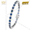 Lắc tay kim cương vàng trắng Au750 đính đá sapphire xanh 