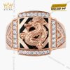 Nhẫn nam Kim Long Vượng Khí vàng hồng Au750 đính kim cương 