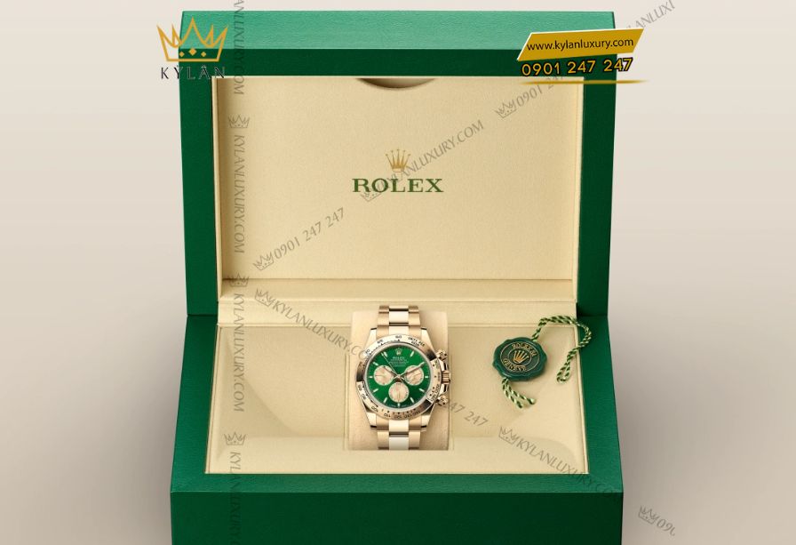 Bộ máy Rolex Calibre 4131 trong Cosmograph Daytona m126508, tự động Perpetual, chính xác -2/+2 giây, dự trữ 72 giờ, Parachrom xanh và Paraflex