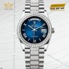 Rolex Day-Date 36 Oyster m128349RBR vàng trắng 36mm với vành nạm kim cương, vỏ Oyster chống nước 100m sang trọng và tinh xảo