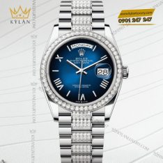 Rolex Day-Date 36 Oyster m128349RBR vàng trắng 36mm với vành nạm kim cương, vỏ Oyster chống nước 100m sang trọng và tinh xảo
