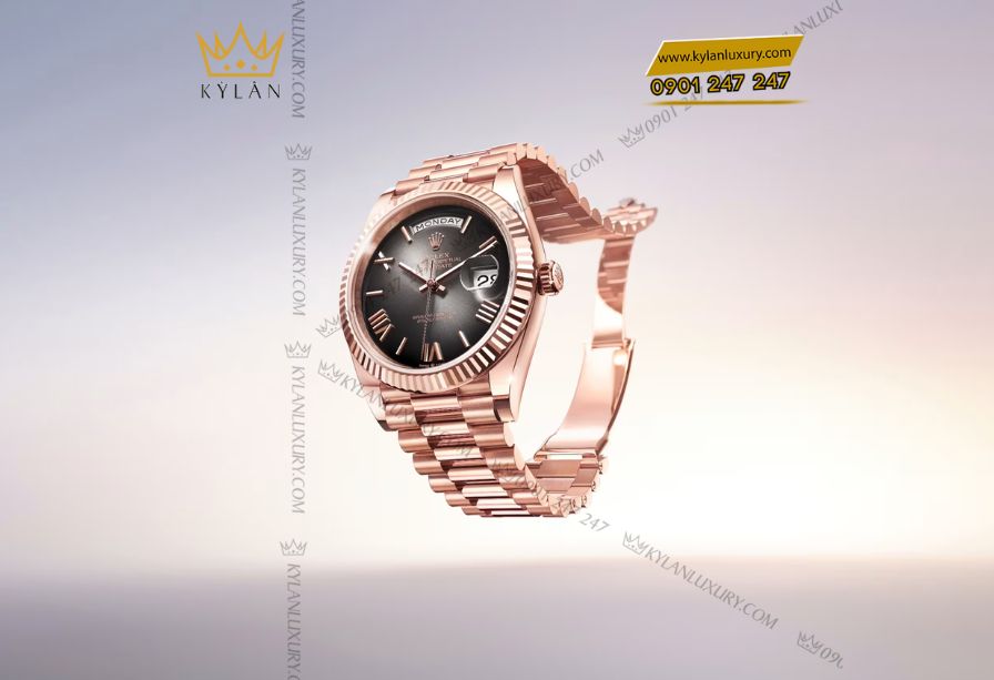Kỳ Lân Luxury 6 14 Rolex Day-Date 40 Oyster m228235 mặt số xám đen Ombré