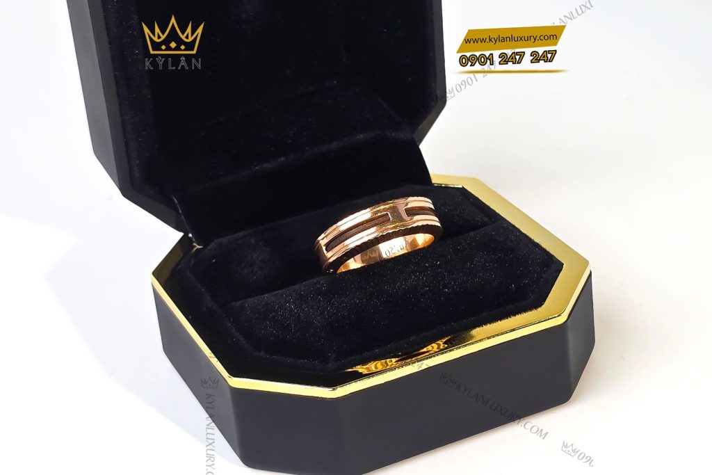 Kỳ Lân Luxury 6 22 Nhẫn nam Lông Voi vàng hồng nguyên khối Au750
