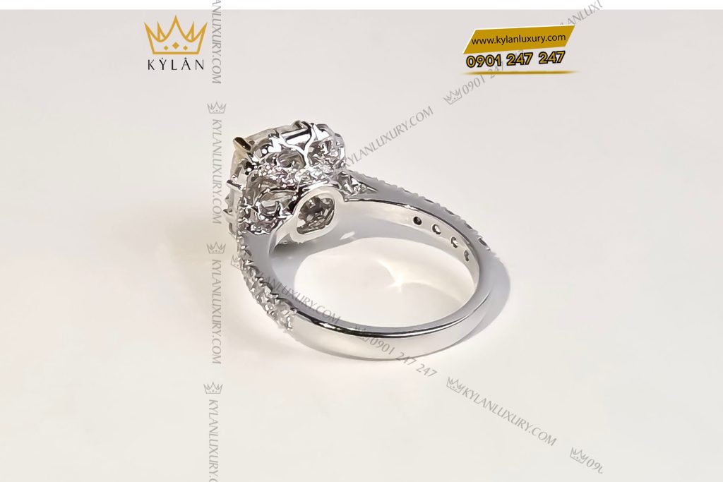 Nhẫn nữ vàng trắng nguyên khối Au750 đính viên chủ kim cương 7ly màu vàng