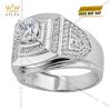 Nhẫn nam vàng trắng nguyên khối Au750 đính kim cương