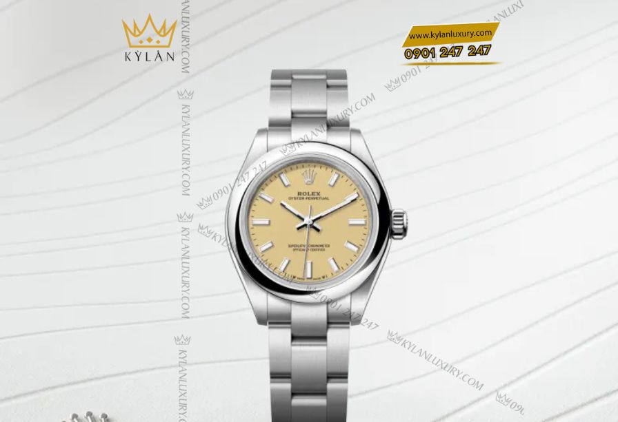 Kỳ Lân Luxury 6 37 Rolex Oyster Perpetual m276200, 28mm mặt số màu be