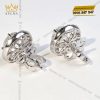 Cặp bông tai vàng trắng nguyên khối Au750 đính viên chủ kim cương 7ly5