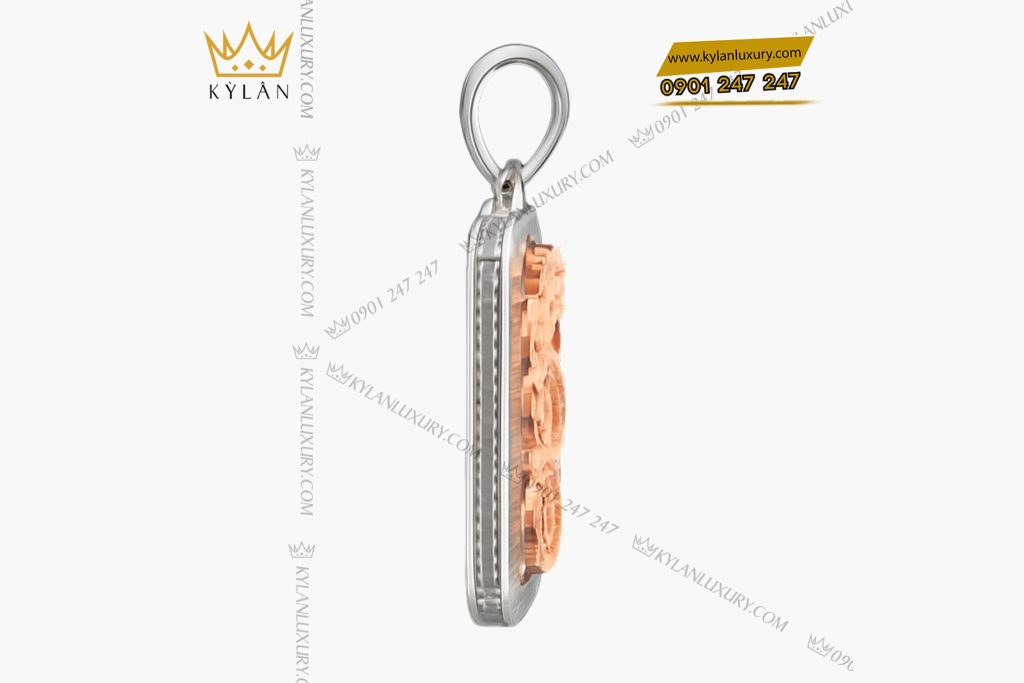 Kỳ Lân Luxury 6 43 Dây chuyền Long Vượng vàng trắng nguyên khối Au750 đính kim cương