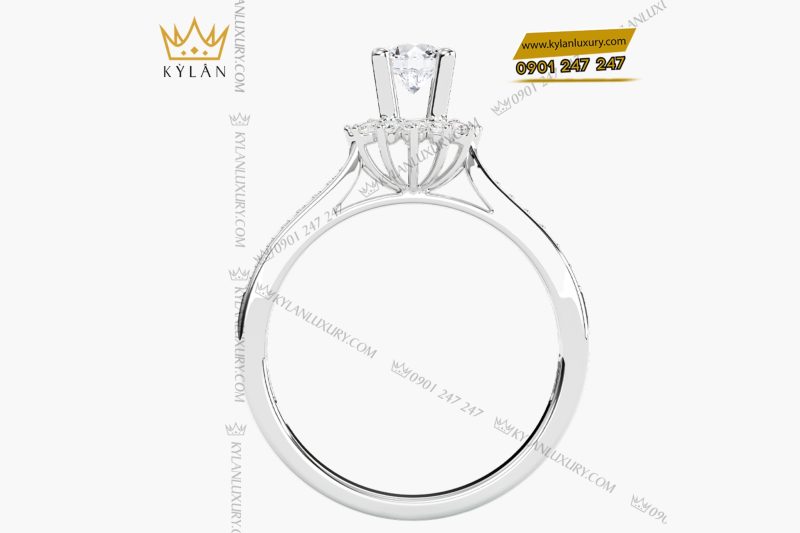 Nhẫn nữ vàng trắng nguyên khối Au750 đính kim cương