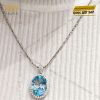 Mặt dây chuyền kim cương vàng trắng nguyên khối Au750 đính đá Topaz xanh