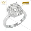 Nhẫn kim cương vàng trắng nguyên khối Au750 
