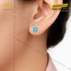 Bông tai Hoa Tuyết Xanh vàng trắng nguyên khối Au750 đính kim cương và đá quý