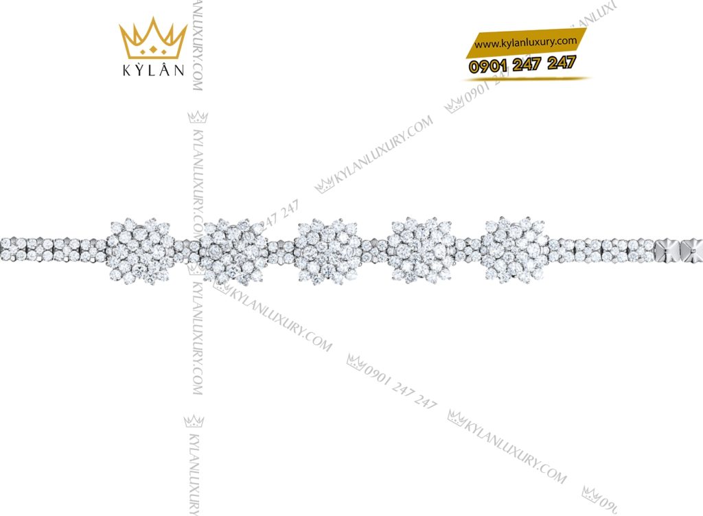 Kỳ Lân Luxury 6 79 Lắc tay kim cương vàng trắng nguyên khối Au750
